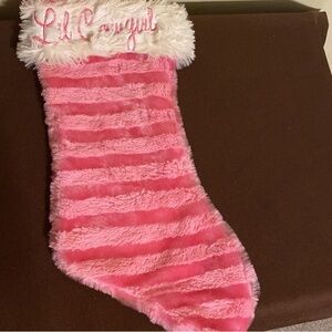 Pink and White Furry Christmas Stocking